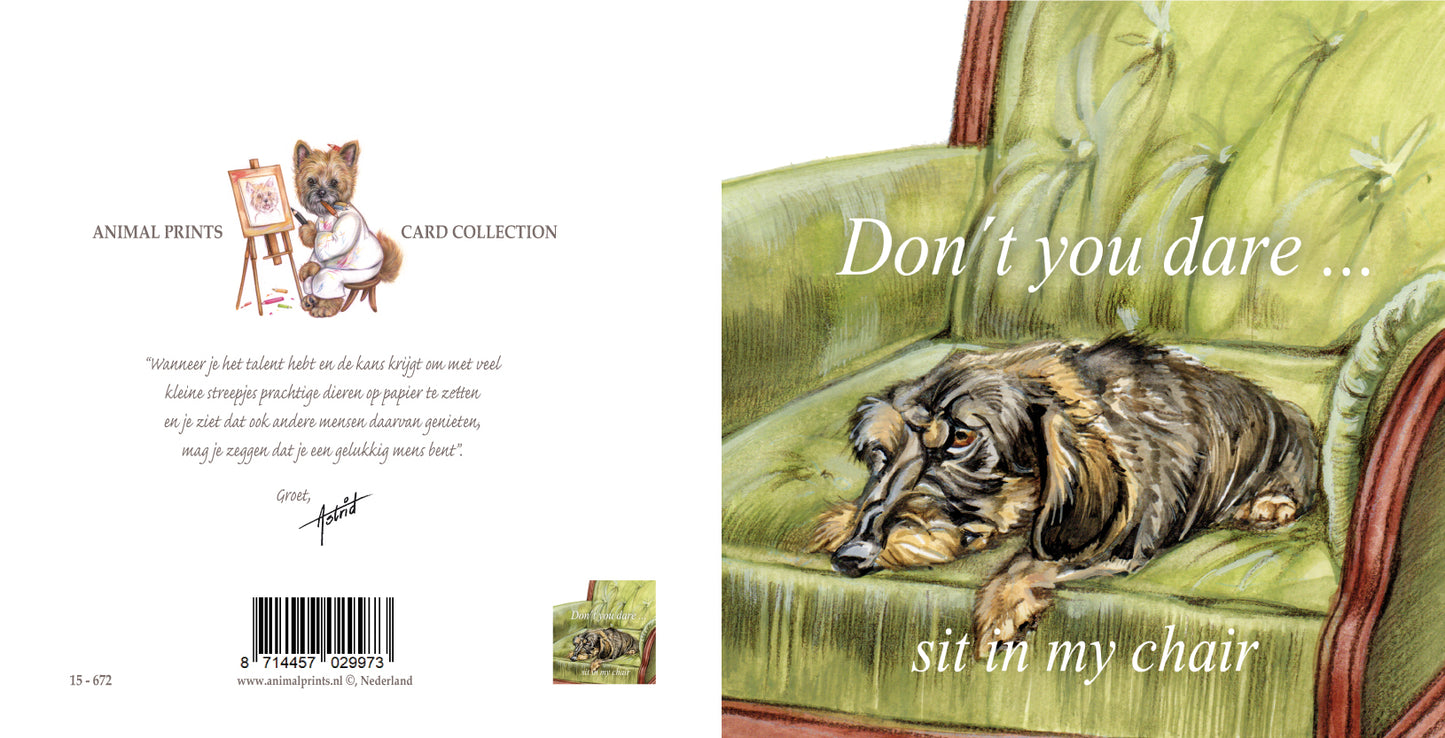 Vierkante kaart - Don't You Dare..... (Teckel / Dachshund)
