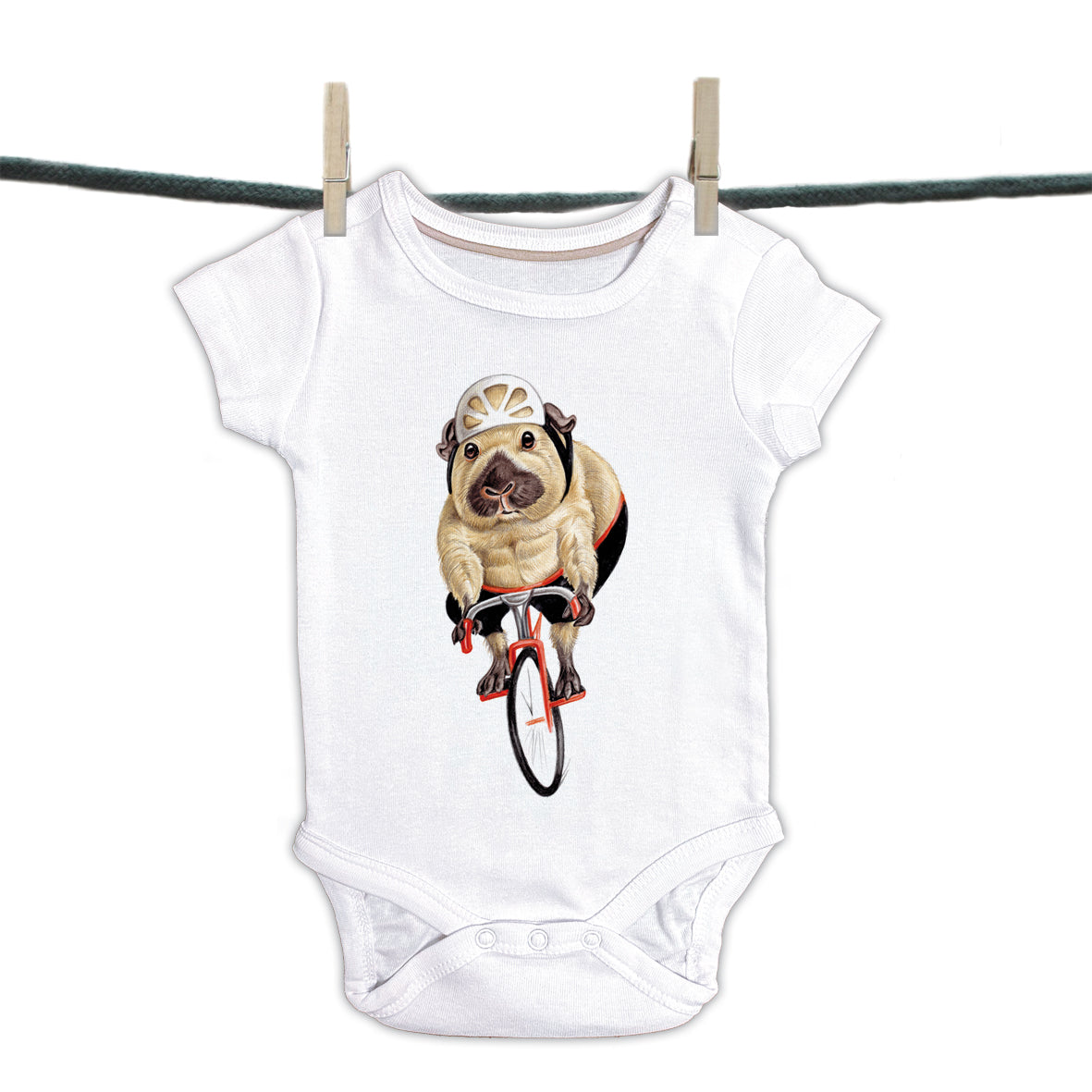 Baby Strampler mit Meerschweinchen - Radfahren