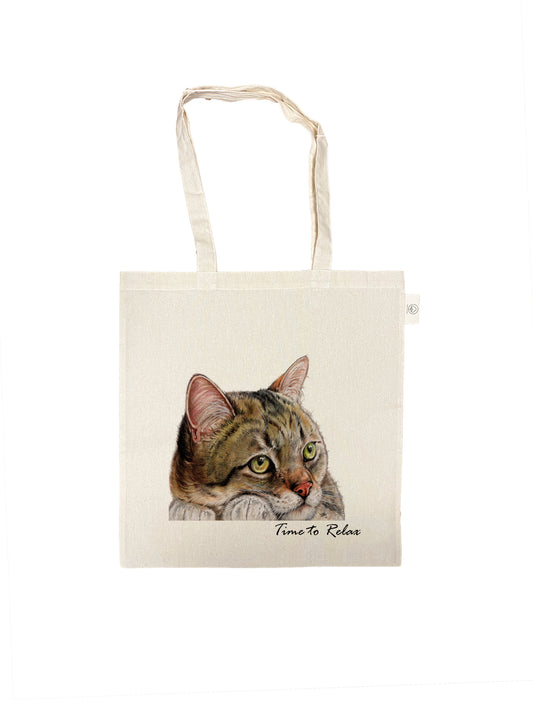 Katoenen tas - Kattenserie - Time to Relax
