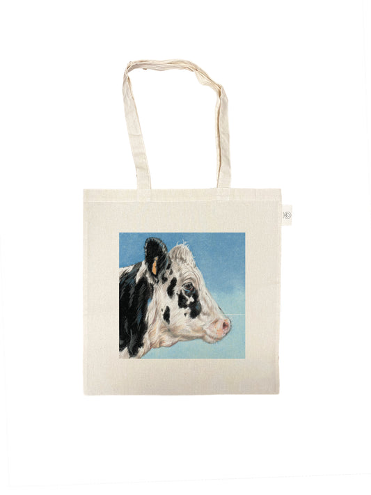 Katoenen tas - Boerderij - Koe met blauwe lucht