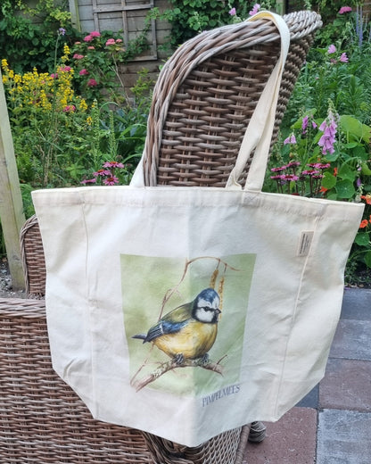 Katoenen winkelshopper met bedrukking - Pimpelmees