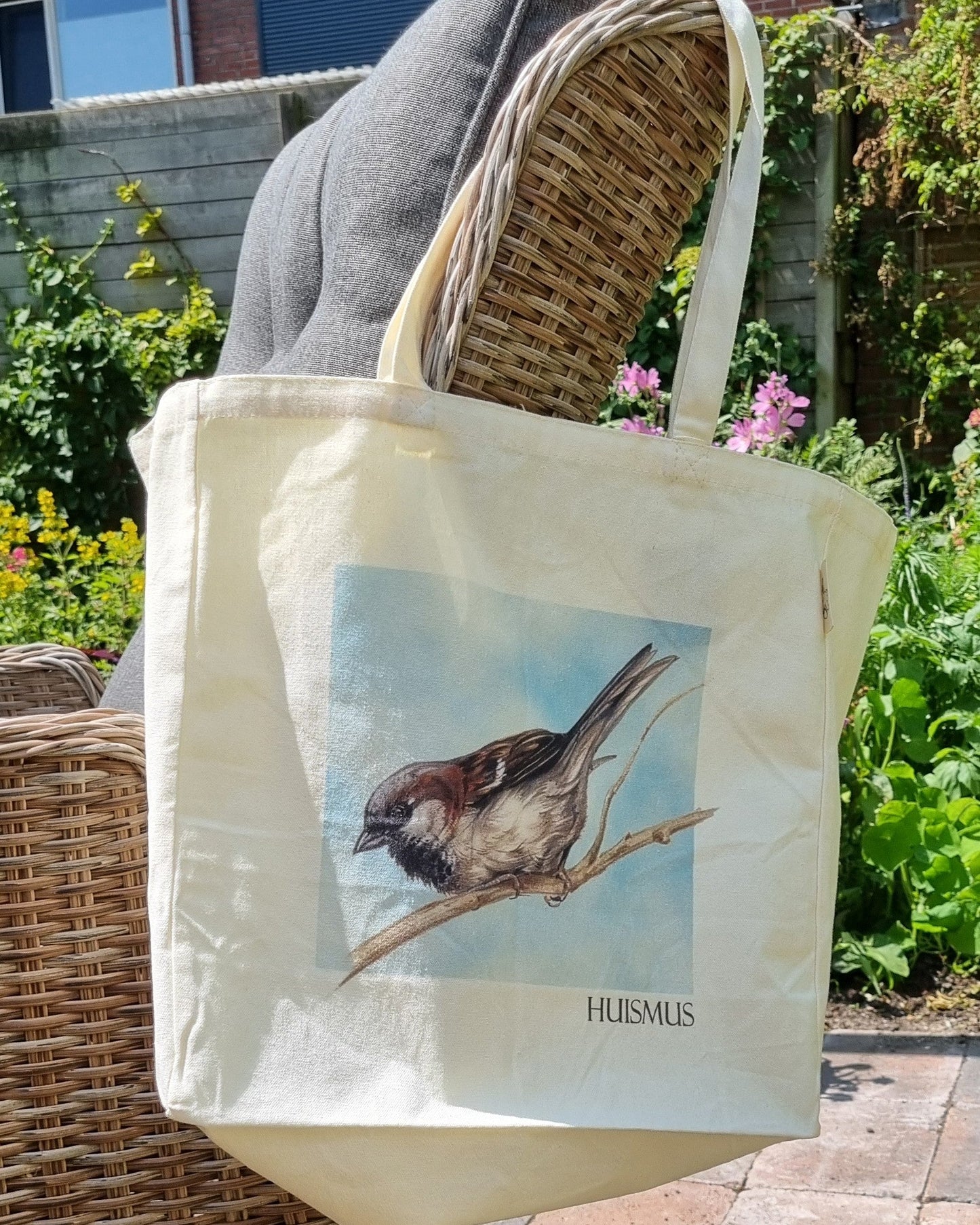 Katoenen winkelshopper met bedrukking - Huismus