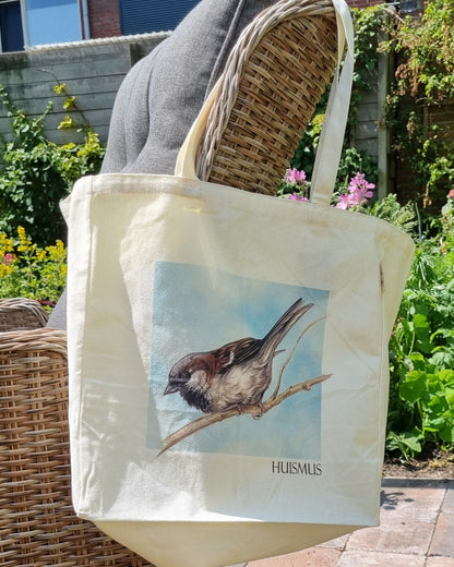 Katoenen winkelshopper met bedrukking - Huismus