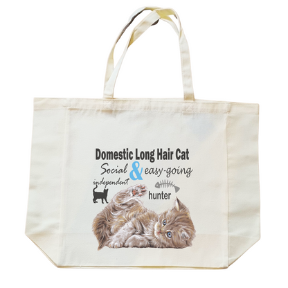 Katoenen winkelshopper met bedrukking - Domestic Long Hair Cat - Langharige kat