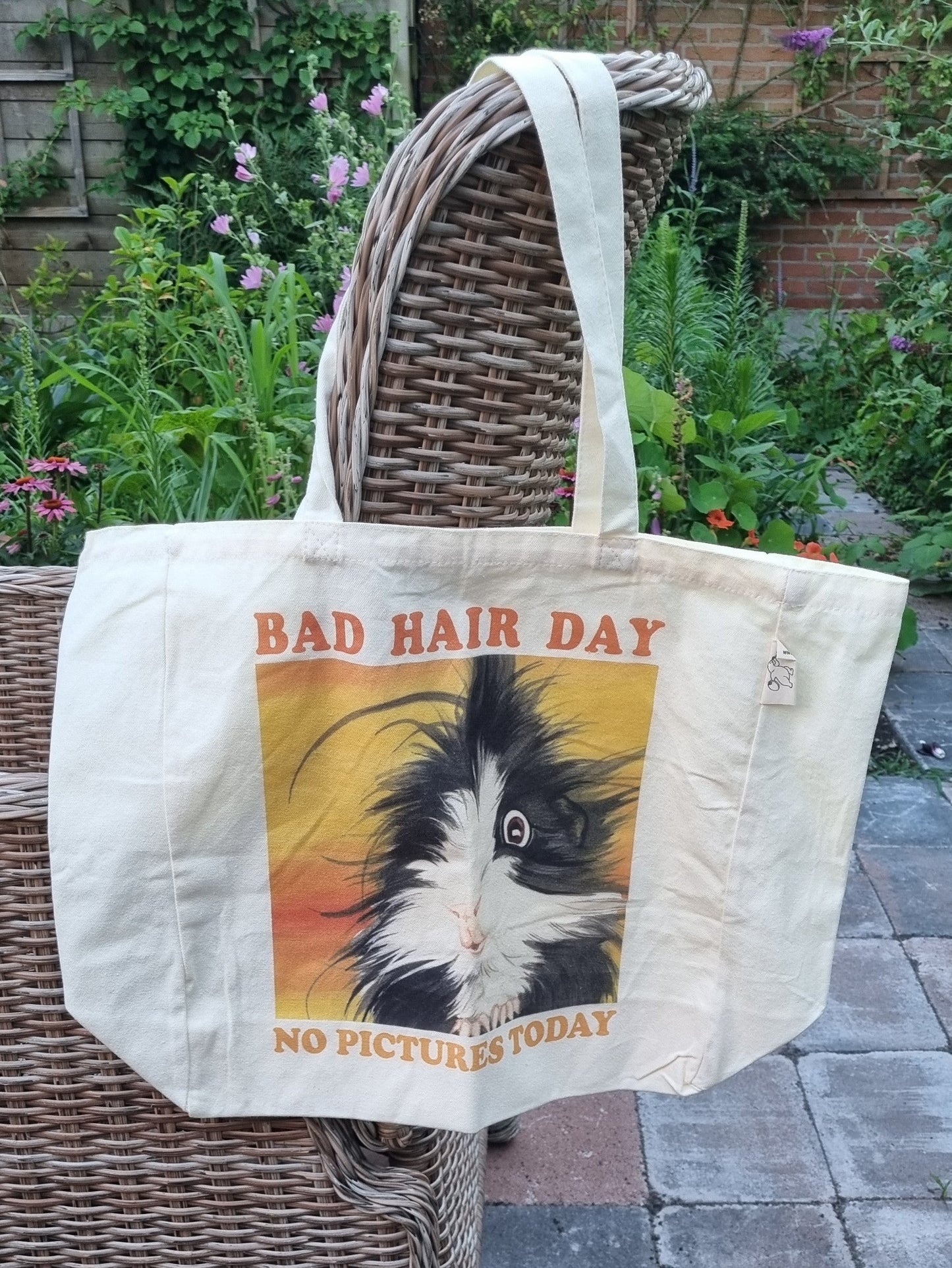 Katoenen winkelshopper met bedrukking - Bad Hair Day -  Cavey - Cavia