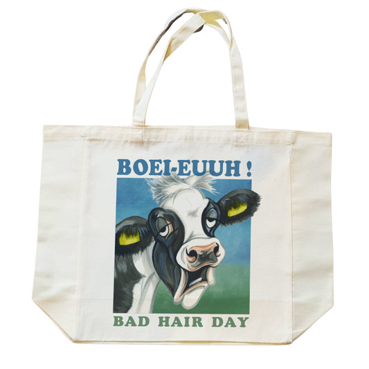 Katoenen winkelshopper met bedrukking - Boei-euuh - Koe