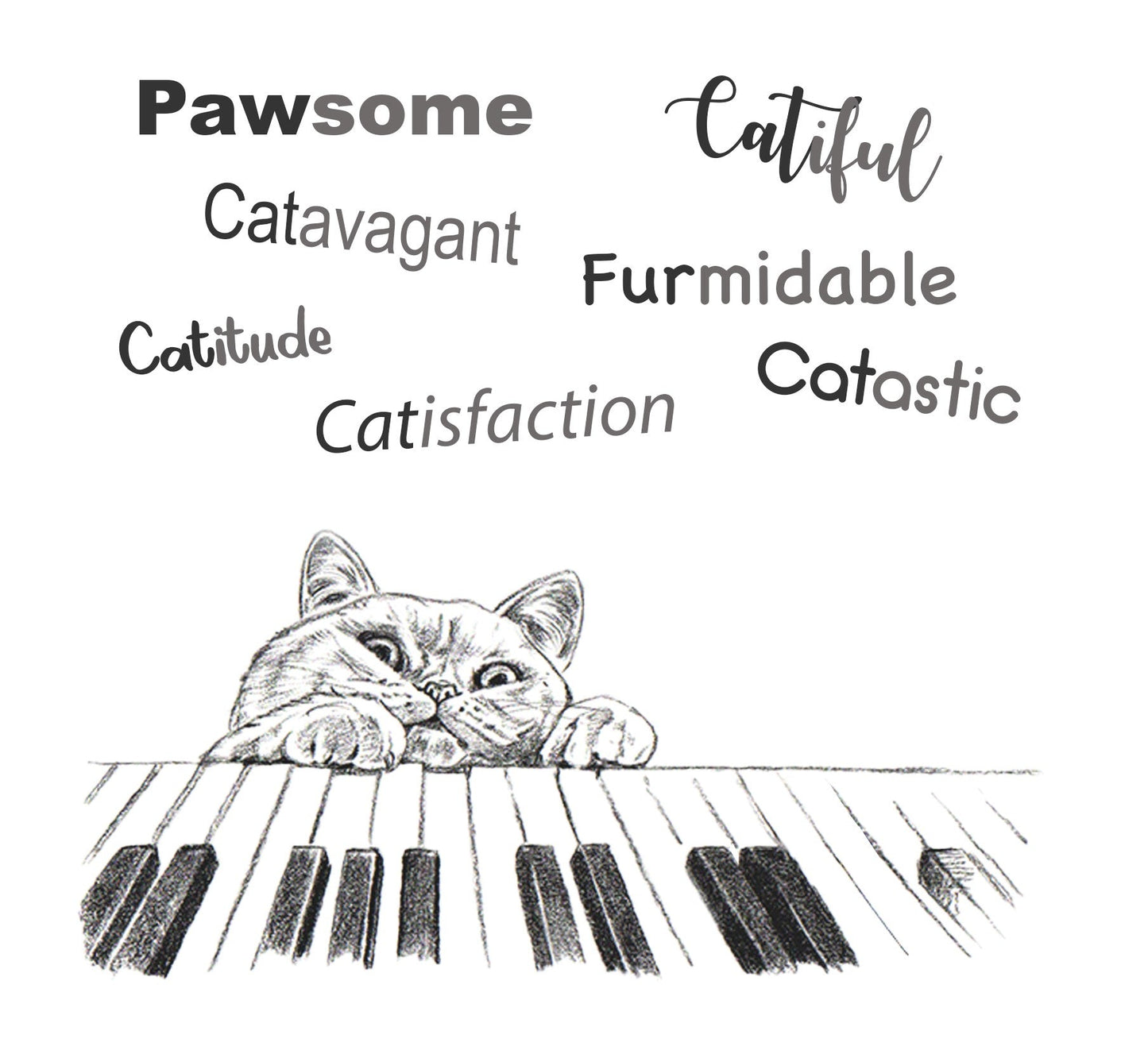 Katoenen winkelshopper met bedrukking - Cat Playing Piano