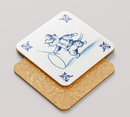 Onderzetter 38-006 - Katten Delfs blauw