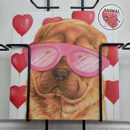 Square card - Love, my Valentine, my great love (Dog, Sharpei)