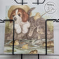 Square card - Relaxing with a good friend (dog and cat)