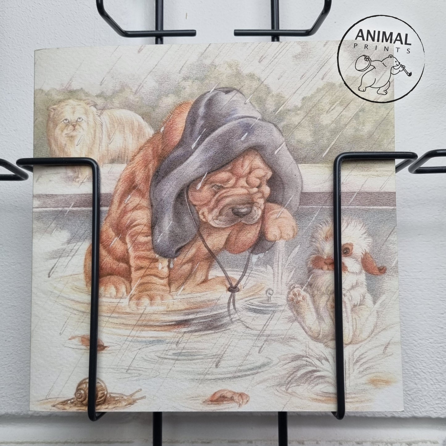 Square Card – Draußen spielen kann sehr entspannend sein… (Hund &amp; Kaninchen)