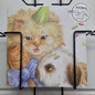 Square card - Who's so lucky to get a carrot for their birthday? (Persian cat, rabbit)