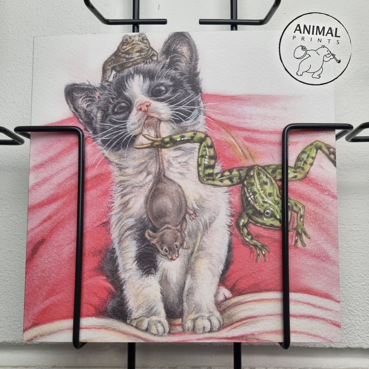 Square card - I love sharing all my finds with my caregivers. Are they happy with them? (cat print)