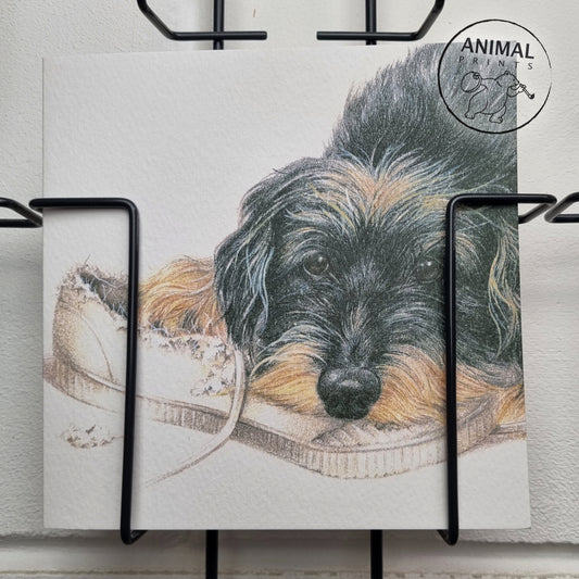Square card - Not only Santa is crazy about shoes. A Dachshund loves it too!!