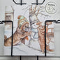 Quadratische Karte - Winterdruck - Schneemann bauen