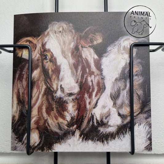 Square card - Two cows - Puppy love (Cow print)