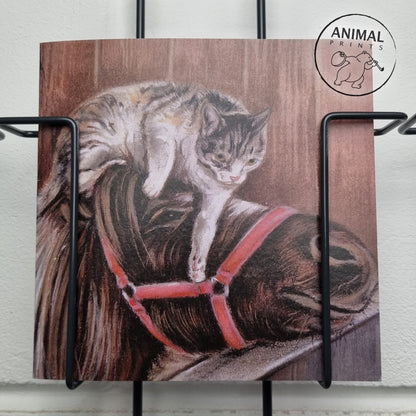 Square Card - If she hadn't drawn it, you would never have believed it... (horse and cat)