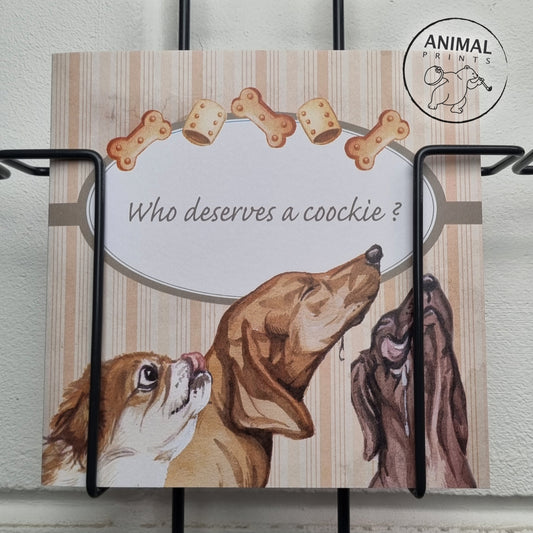 Square card - Who deserves a cookie? (dog print)