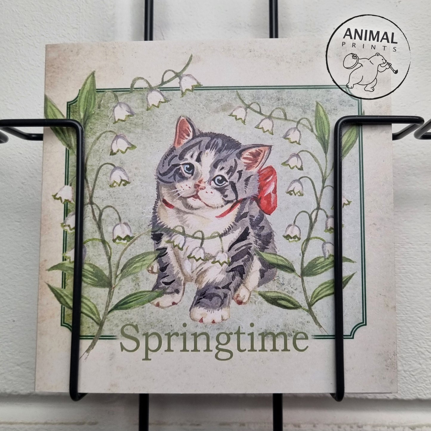 Quadratische Karte – Frühling (Katzenmotiv)
