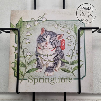 Quadratische Karte – Frühling (Katzenmotiv)