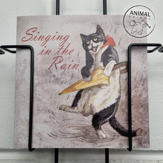 Square card - Singing in the Rain (cat print)
