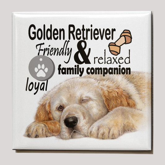 Koelkastmagneet - Golden Retriever met tekst