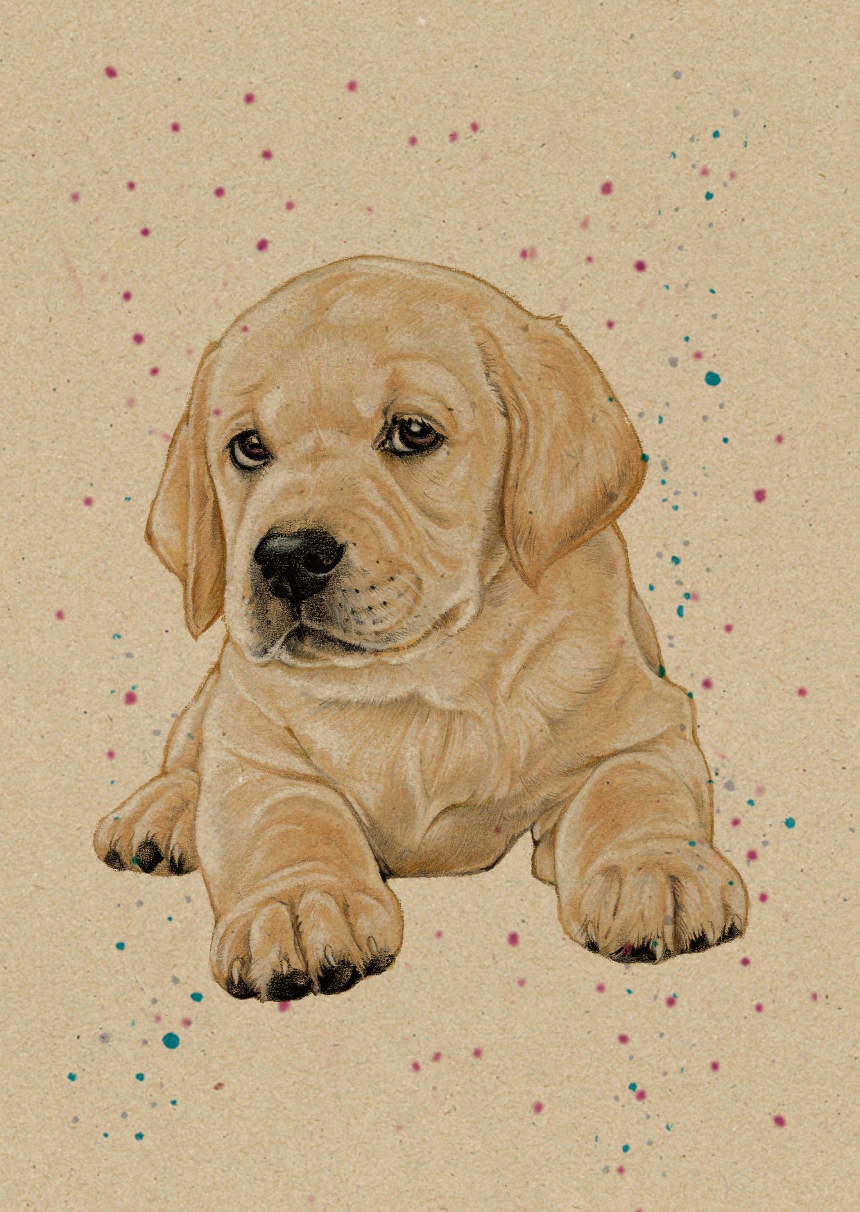 A6 Kraftpapierkarte (Postkarte) - Kartennummer 2 - Blonder Labrador (5er-Packung)