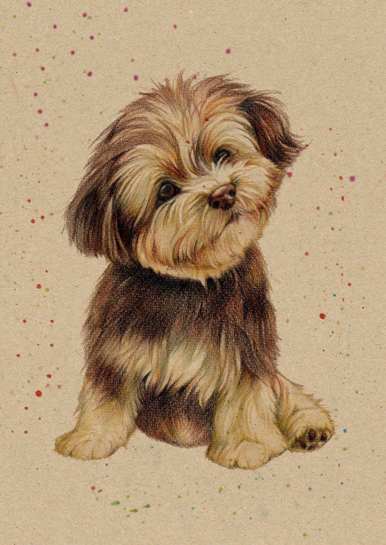 Kraftpapierkarte im A6-Format (Postkarte) - Karte Nummer 4 - Junger Hund (5er-Packung)