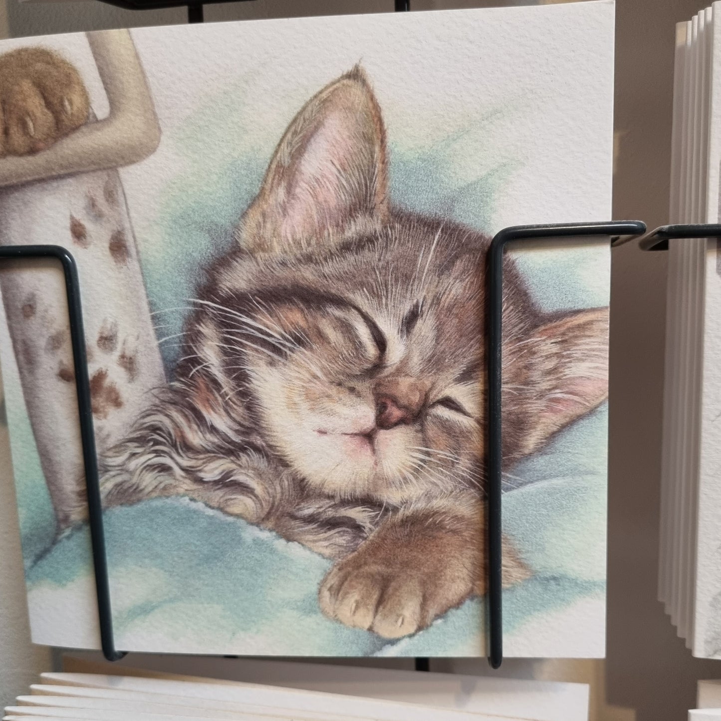Square card - Cat with broken leg, Get well soon (cat print)