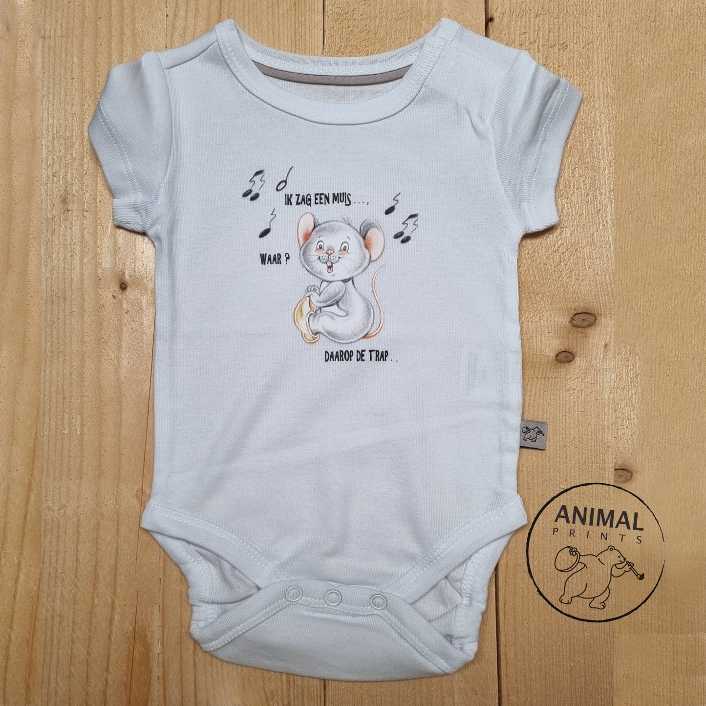 Babyromper  Kinderliedjes - "Ik zag een muis,....."