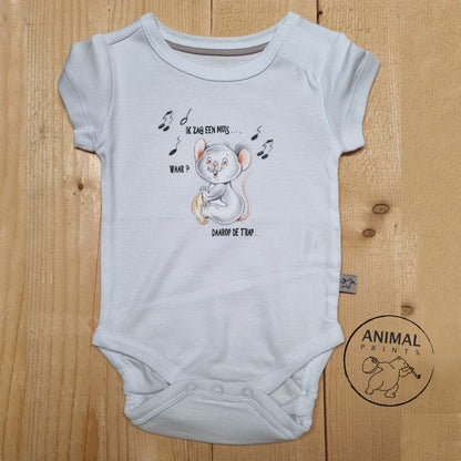 Babyromper  Kinderliedjes - "Ik zag een muis,....."
