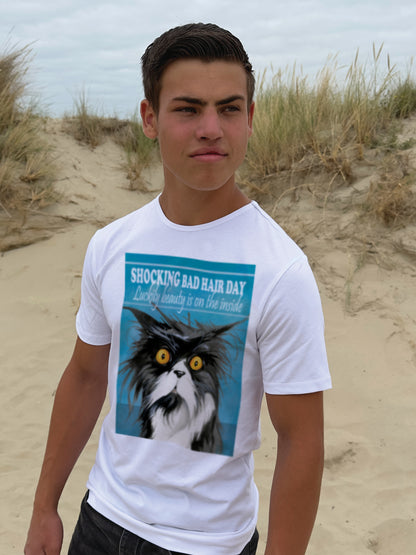 T-shirt "Bad Hairday" - Cat - versie 1