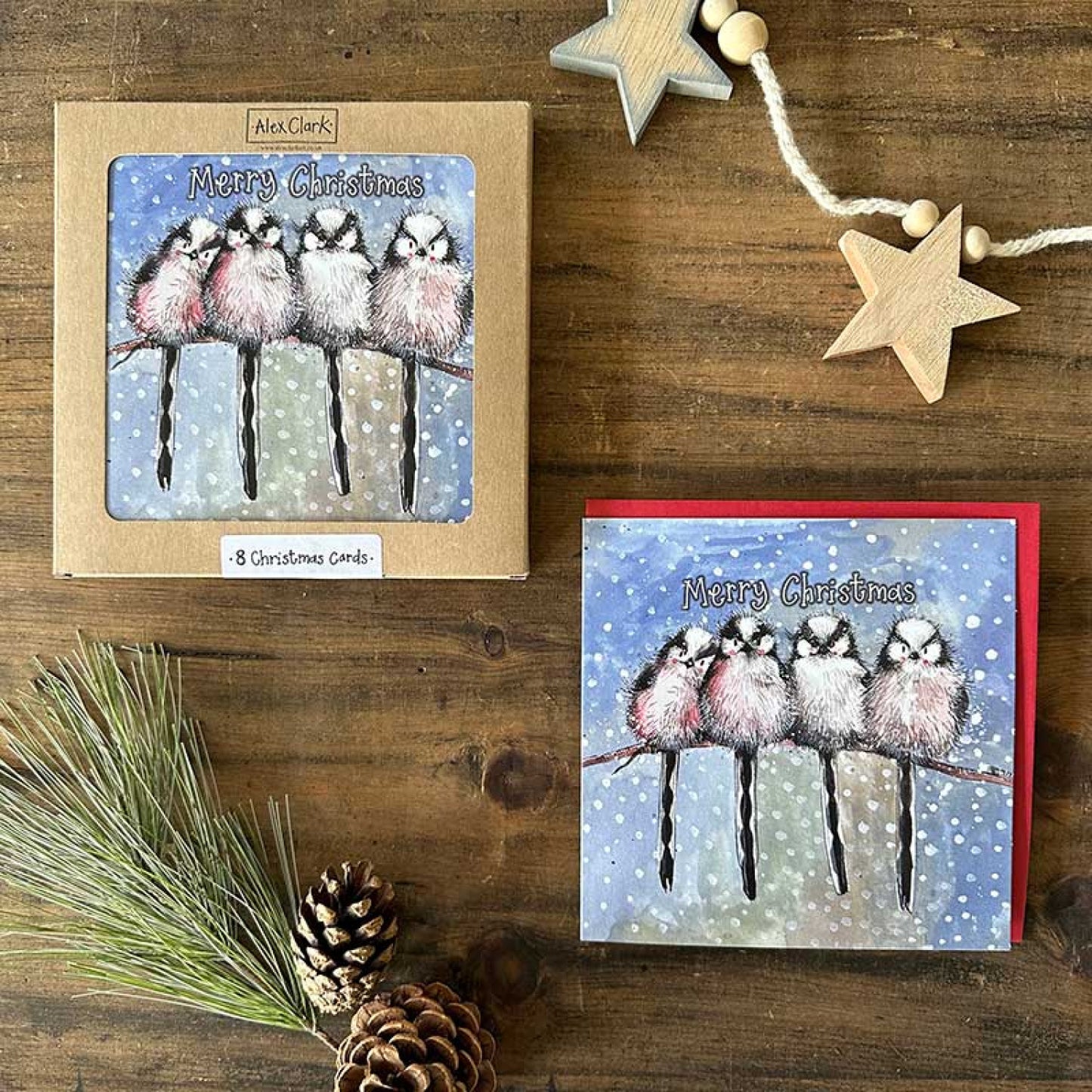 Alex Clark – Weihnachtskartenbox – Vögel an einer Leine 