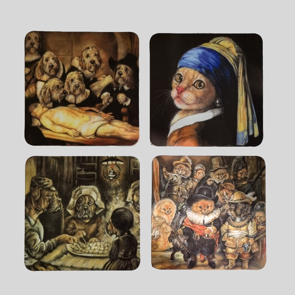Set van 4 onderzetters - Bekende Meesters
