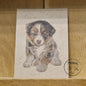 Kraftpapierkarte im A6-Format (Postkarte) - Kartennummer 5 - Australischer Schäferhundwelpe (5er-Packung)
