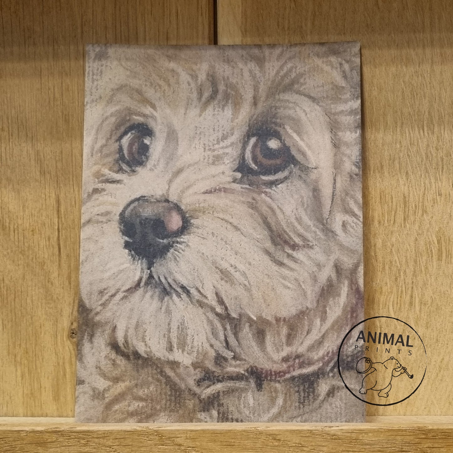 A6-sized kraft card (postcard) - card number 14 - Labradoodle (pack of 5)