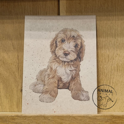 A6 Kraftpapierkarte (Postkarte) - Kartennummer 3 - Labradoodle (5er-Packung)