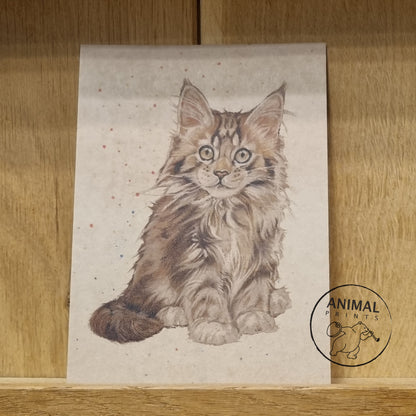 Kraftpapierkarte im Format A6 (Postkarte) – Kartennummer 6 – Maine Coon