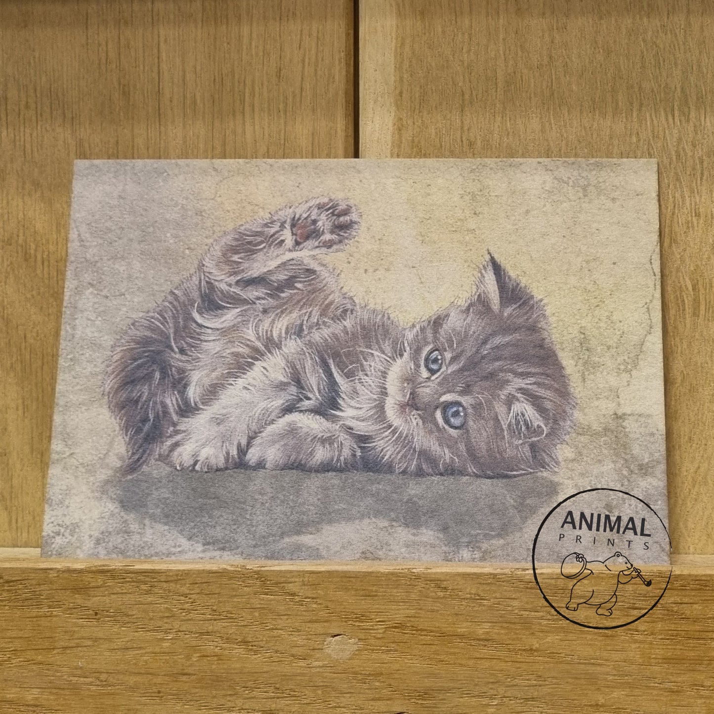 Kraftpapierkarte im Format A6 (Postkarte) - Kartennummer 10 - Liegendes Kätzchen (5er-Packung)