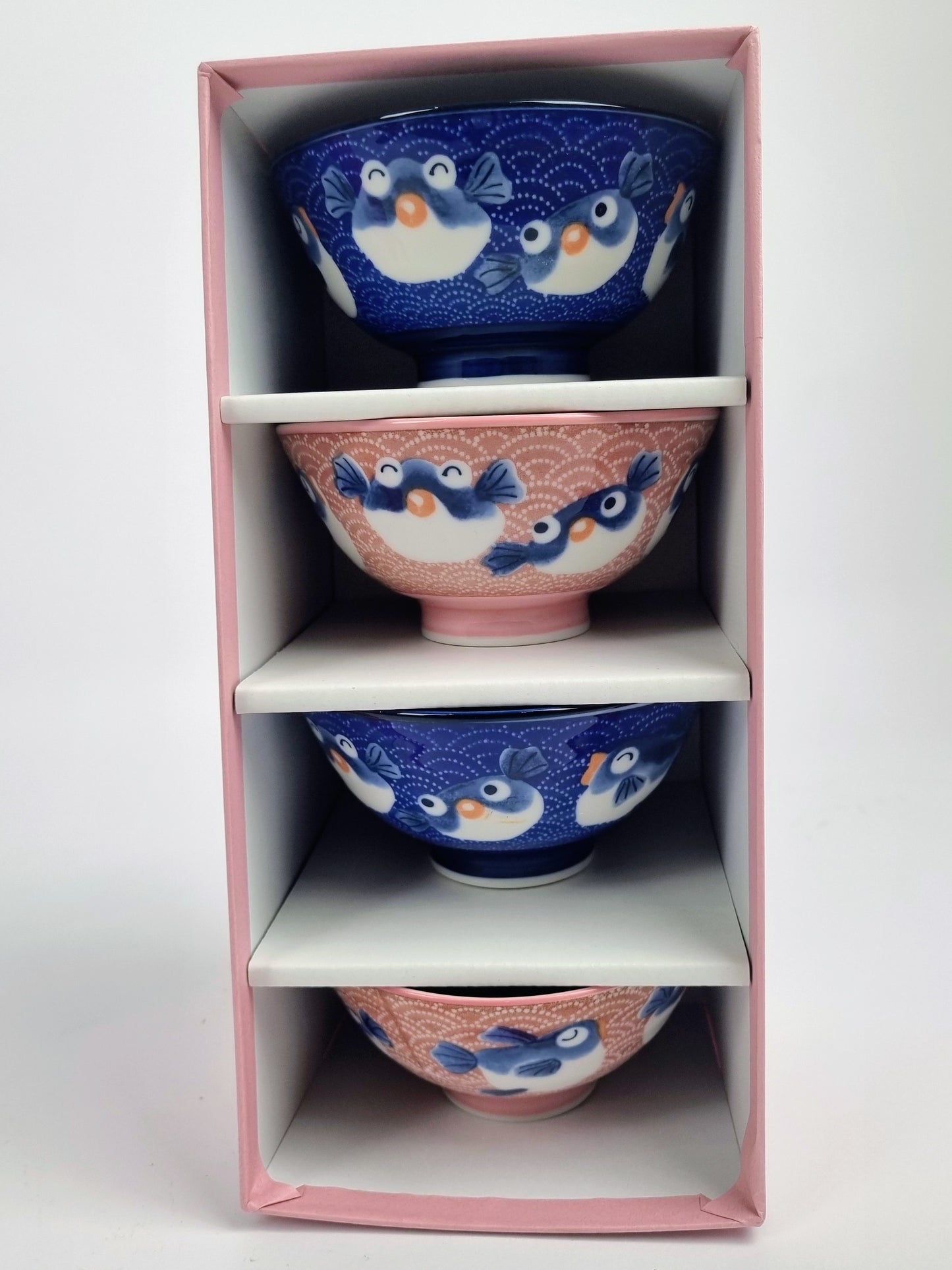 Keramische schaal - Japanse stijl - Set van 4 schaaltjes -  Vogel