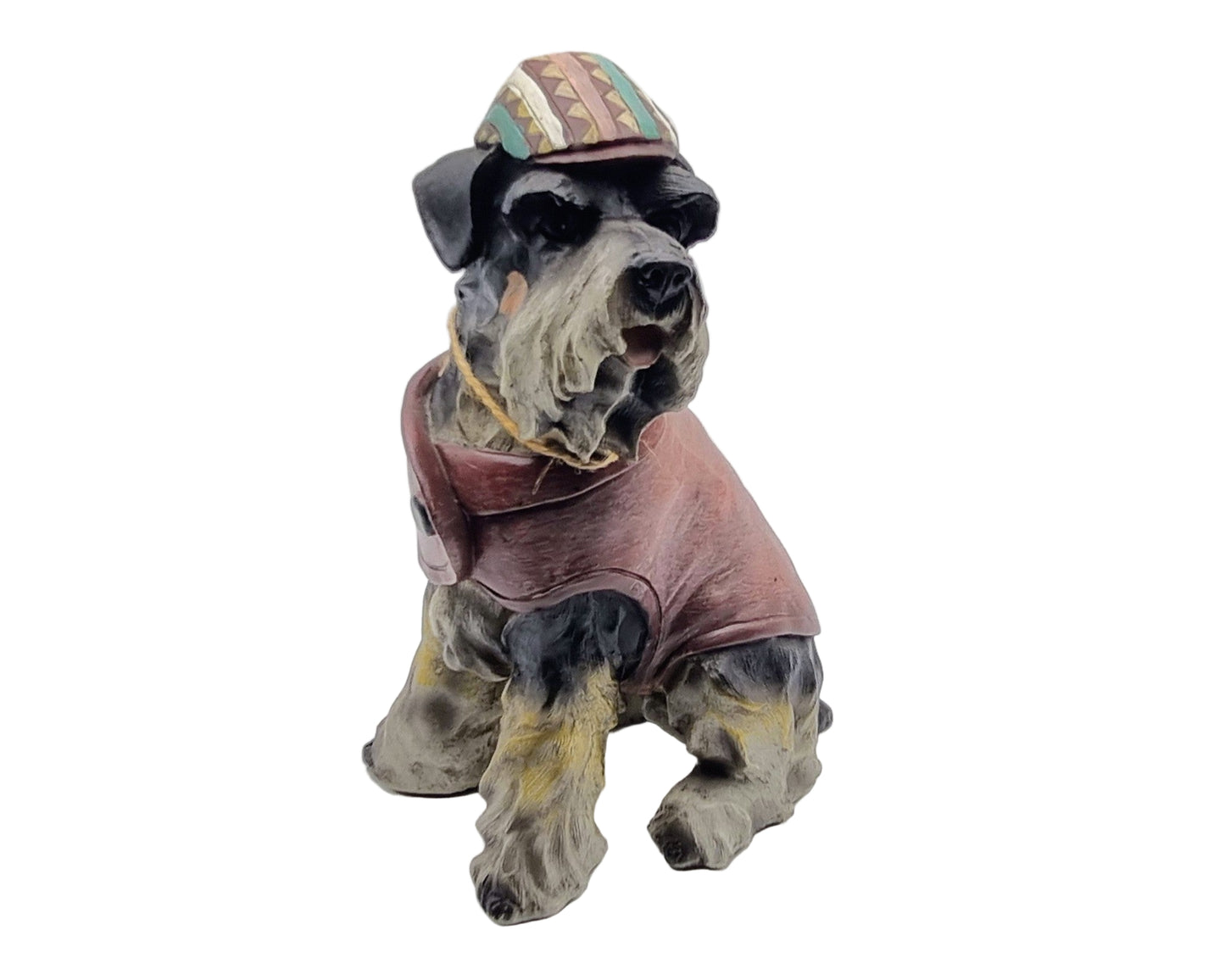 Beeld van Airdale Terrier met cap en jasje