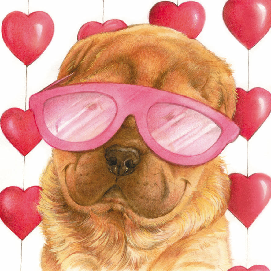 Square card - Love, my Valentine, my great love (Dog, Sharpei)