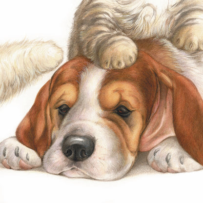 Vierkante kaart - Steun en Sterkte (honden print Beagle)