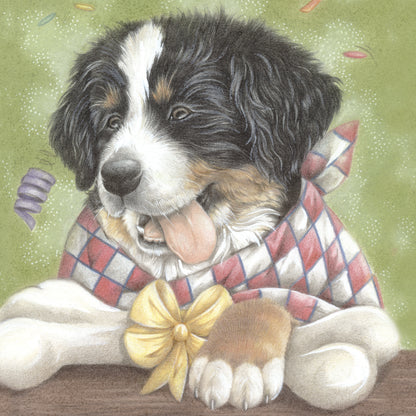 Quadratische Karte – Das nenne ich mal ein schönes Geschenk (Berner Sennenhund)