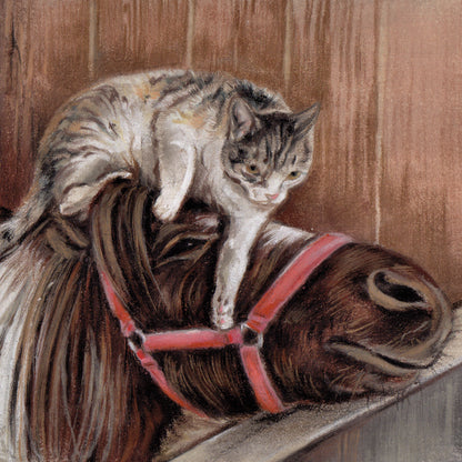 Square Card - If she hadn't drawn it, you would never have believed it... (horse and cat)