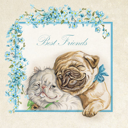 Quadratische Karte – Beste Freunde (Hund und Katze)