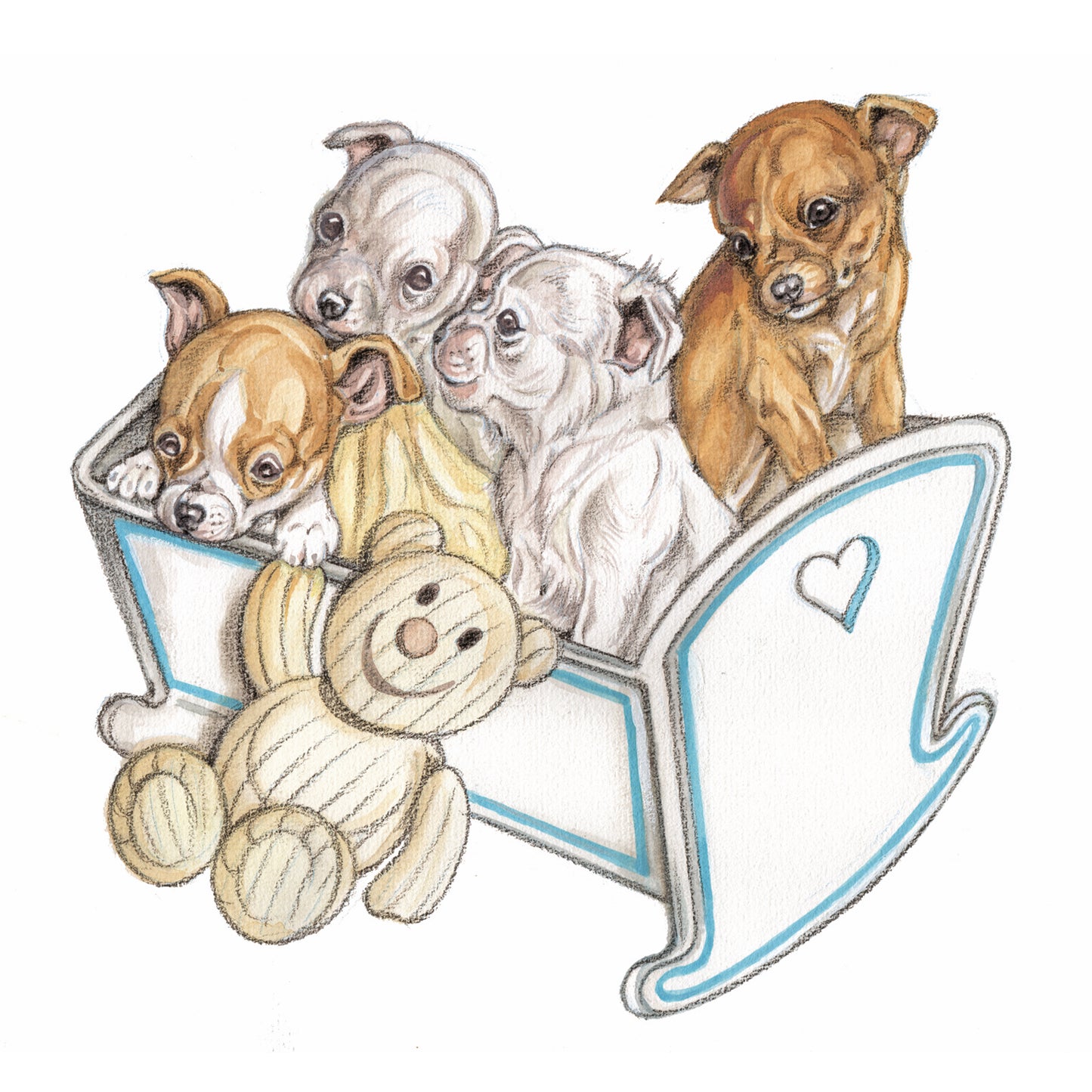 Vierkante kaart - Chihuahua familie - Ledikant