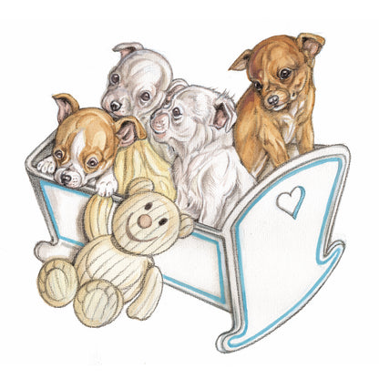 Vierkante kaart - Chihuahua familie - Ledikant