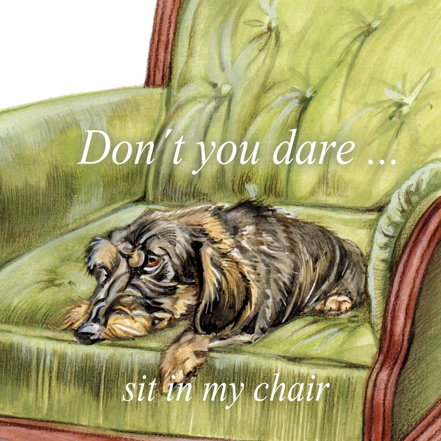 Vierkante kaart - Don't You Dare..... (Teckel / Dachshund)