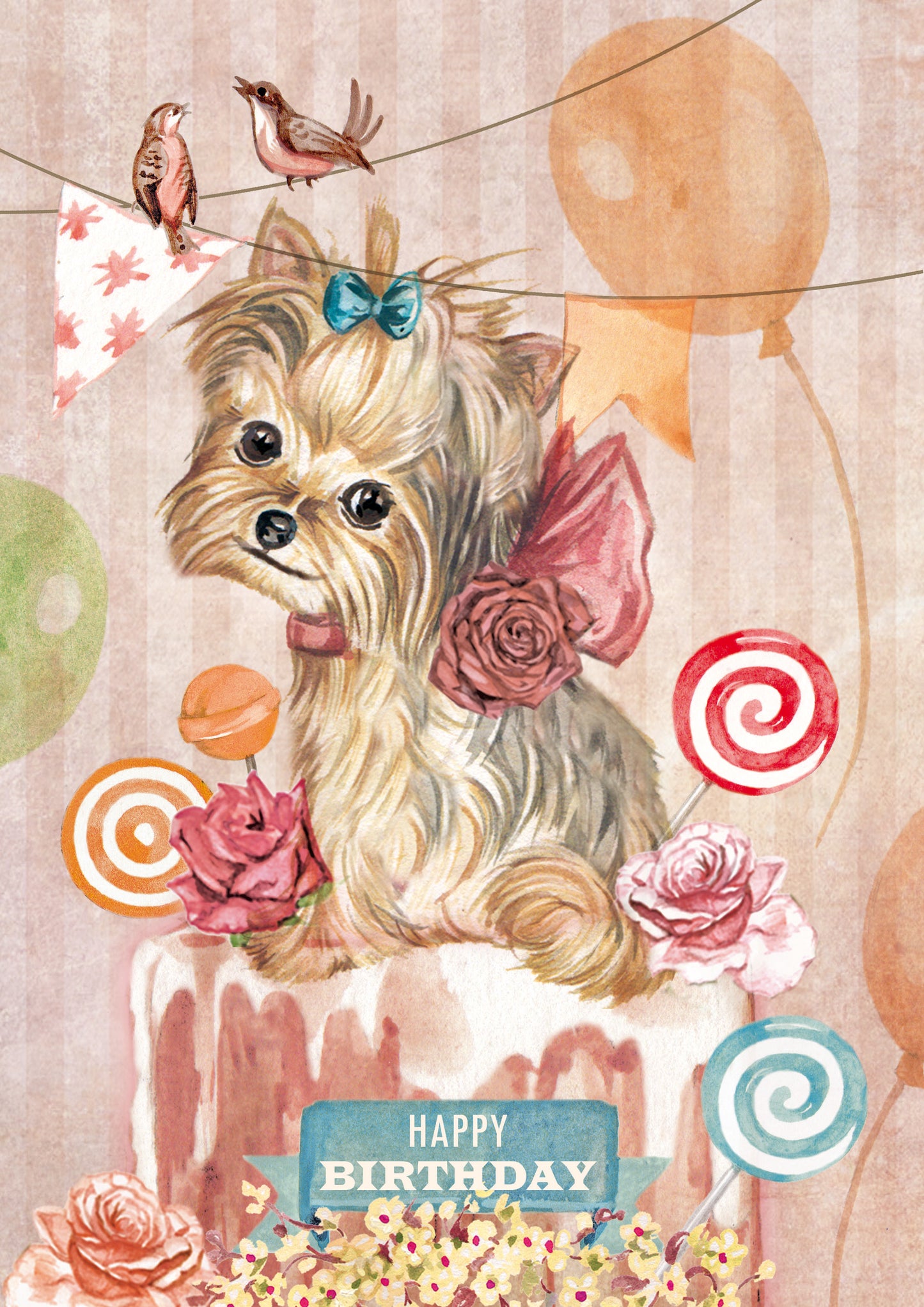 Klapkaart A4 formaat - Happy Birthday - Hond